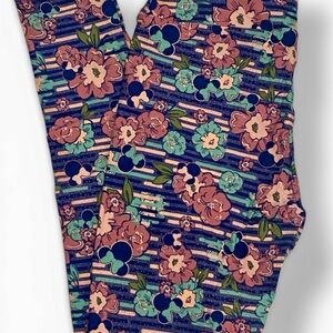 NEW LuLaRoe Disney Minnie Mouse Leggings OS Navy Mauve Floral